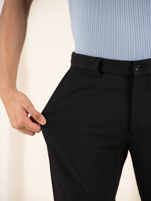 Distant Black Houndstooth Slim Fit Power Stretch Pants