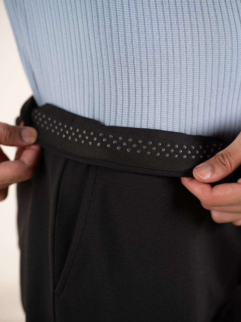 Distant Black Houndstooth Slim Fit Power Stretch Pants