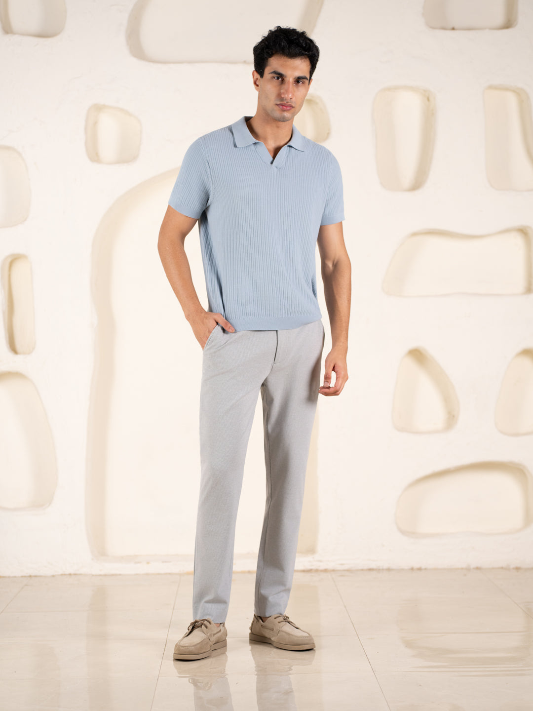 Visual Grey Houndstooth Slim Fit Power Stretch Pants