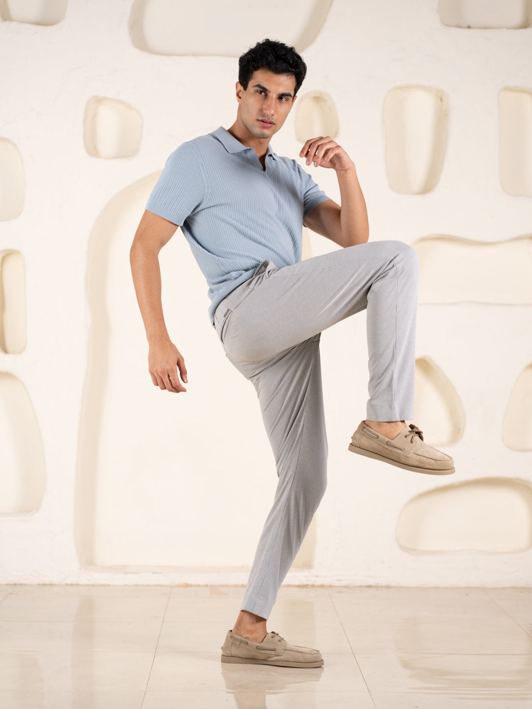 Visual Grey Houndstooth Slim Fit Power Stretch Pants