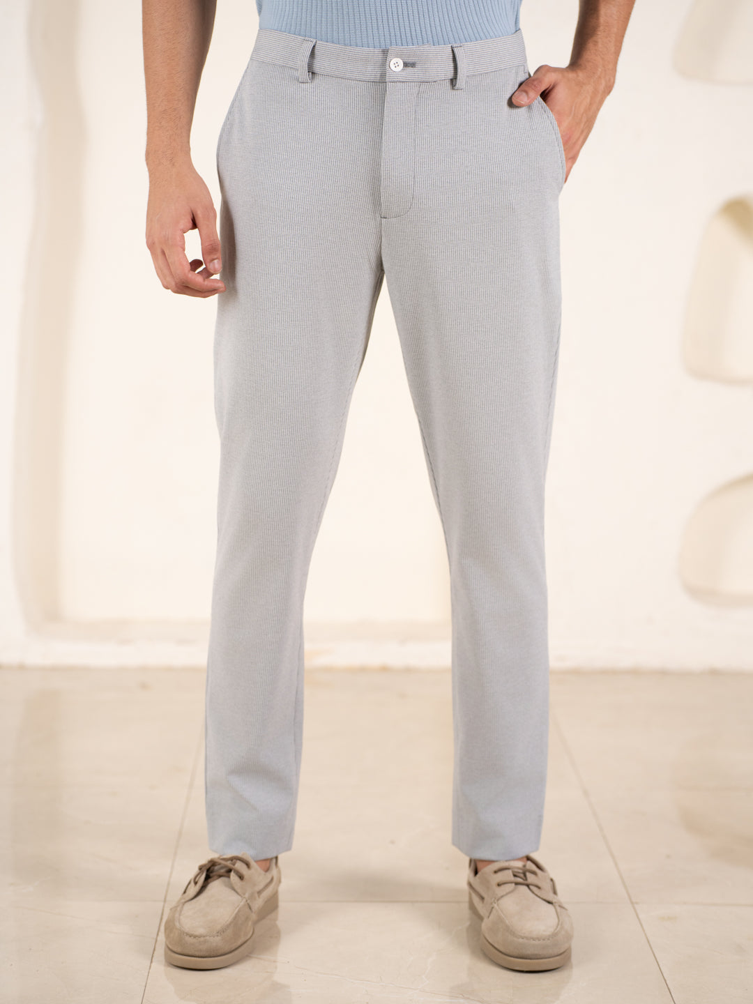 Visual Grey Houndstooth Slim Fit Power Stretch Pants