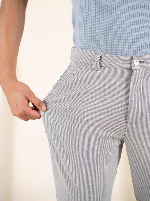 Visual Grey Houndstooth Slim Fit Power Stretch Pants