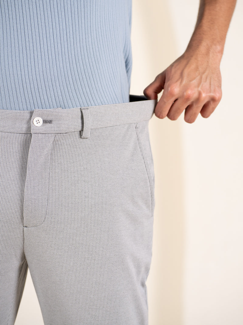Visual Grey Houndstooth Slim Fit Power Stretch Pants