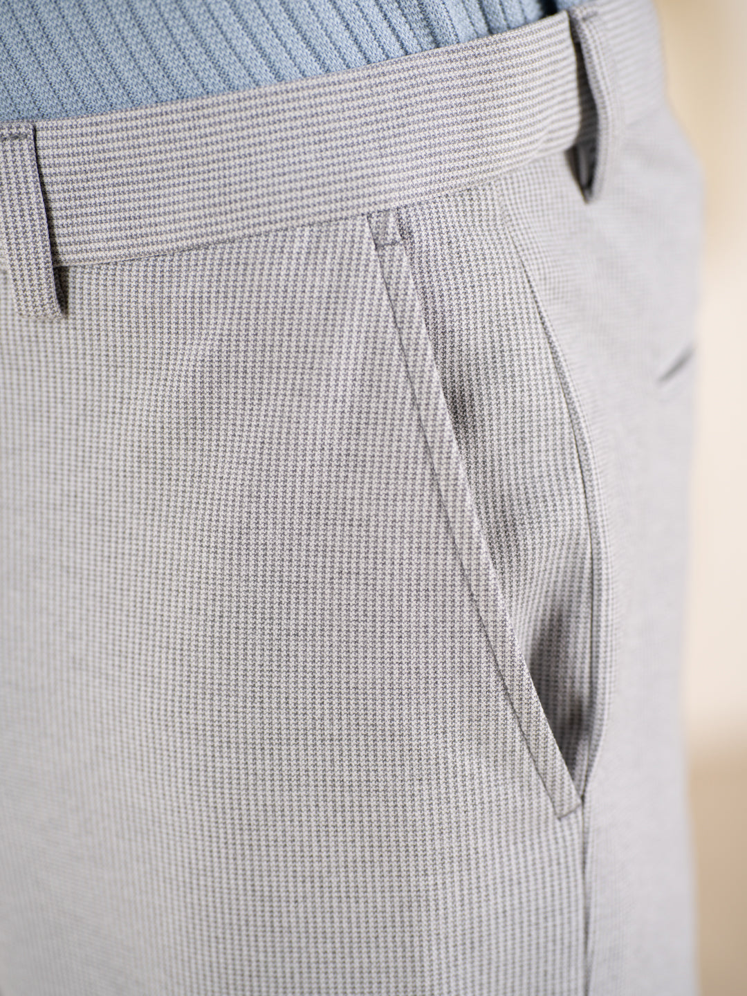 Visual Grey Houndstooth Slim Fit Power Stretch Pants