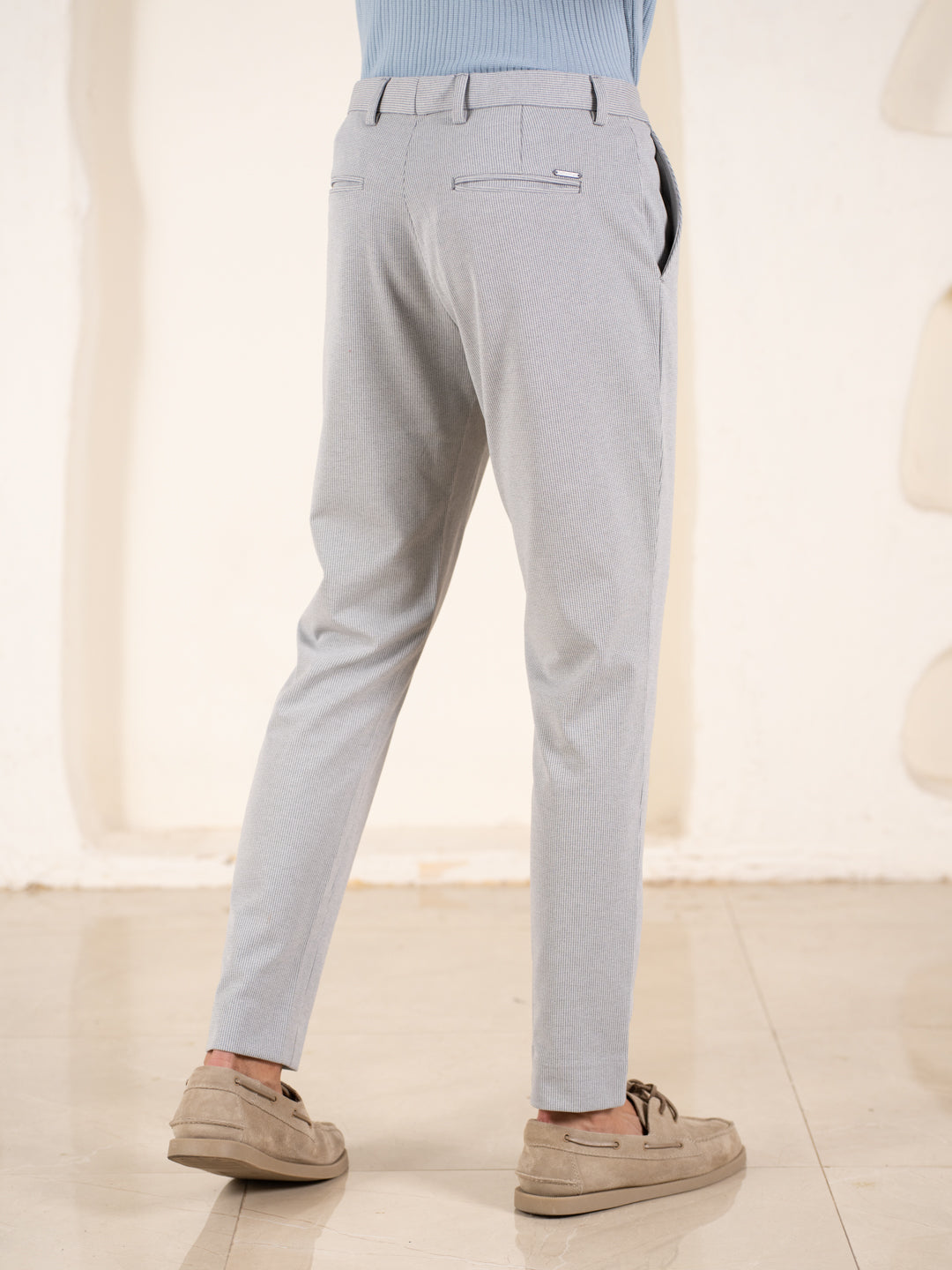 Visual Grey Houndstooth Slim Fit Power Stretch Pants