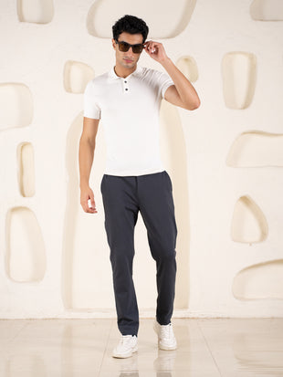 Quiet Grey Houndstooth Slim Fit Power Stretch Pants