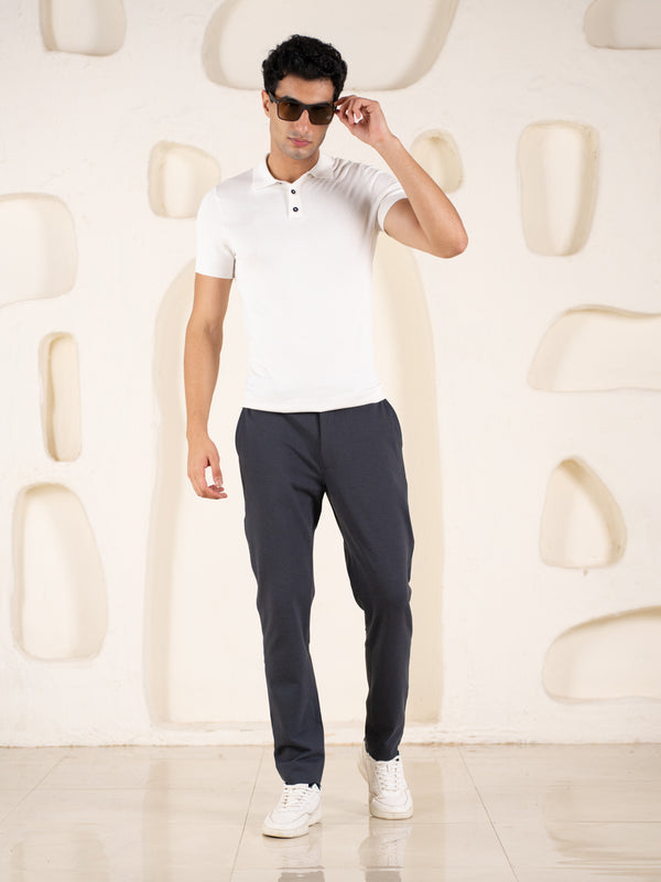 Quiet Grey Houndstooth Slim Fit Power Stretch Pants