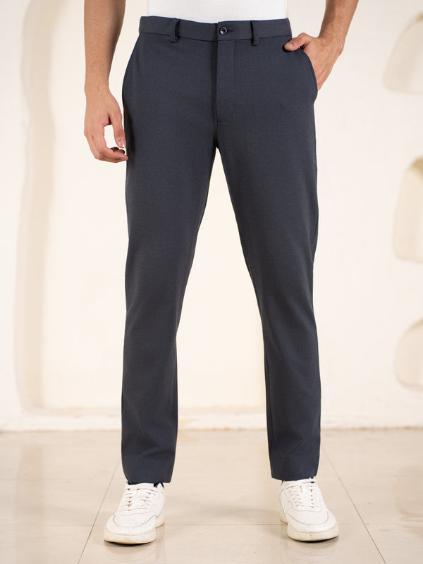 Quiet Grey Houndstooth Slim Fit Power Stretch Pants