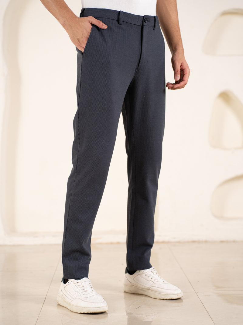 Quiet Grey Houndstooth Slim Fit Power Stretch Pants