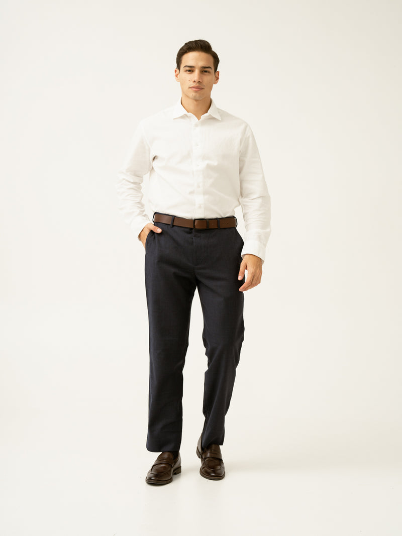 Castle Navy Houndstooth Merino Wool Pants