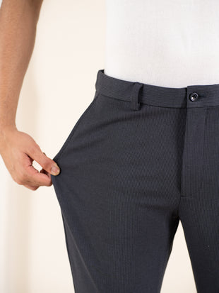 Quiet Grey Houndstooth Slim Fit Power Stretch Pants