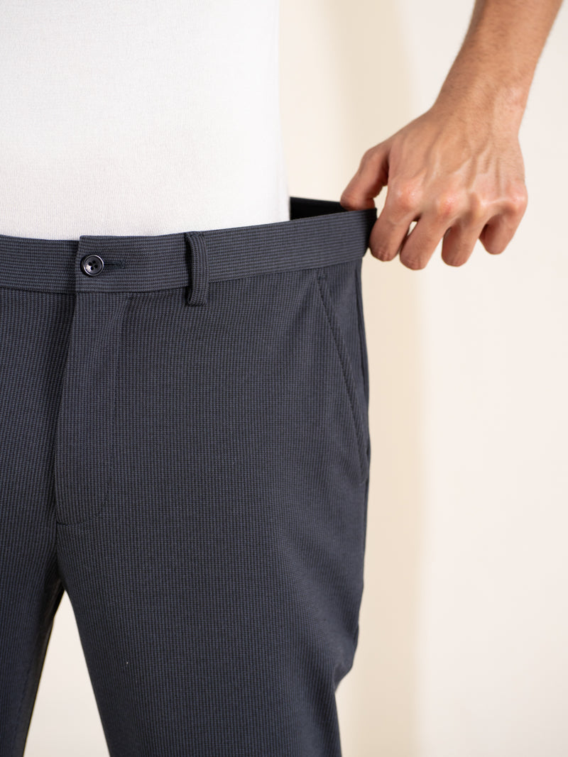 Quiet Grey Houndstooth Slim Fit Power Stretch Pants
