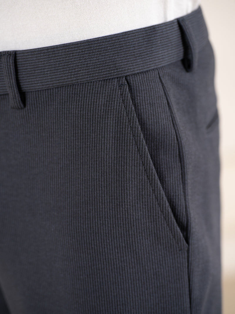 Quiet Grey Houndstooth Slim Fit Power Stretch Pants