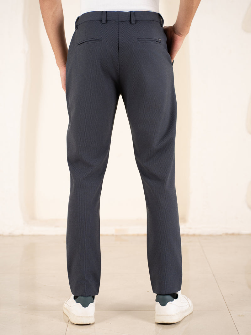 Quiet Grey Houndstooth Slim Fit Power Stretch Pants