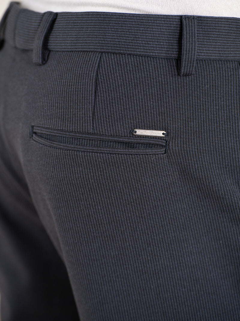 Quiet Grey Houndstooth Slim Fit Power Stretch Pants