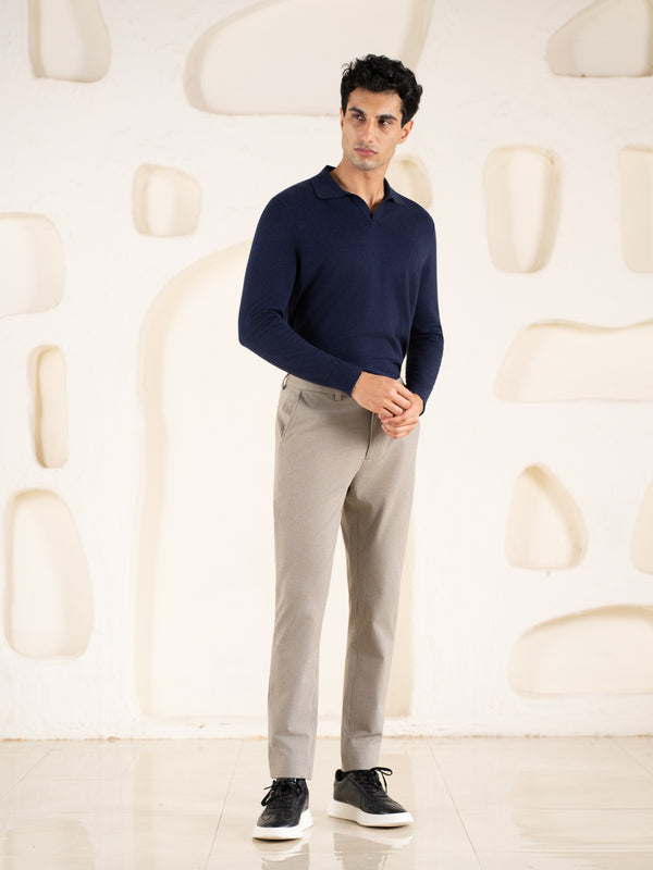 Reverb Brown Houndstooth Slim Fit Power Stretch Pants