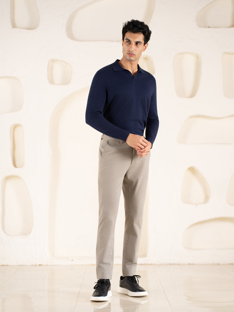 Reverb Brown Houndstooth Slim Fit Power Stretch Pants