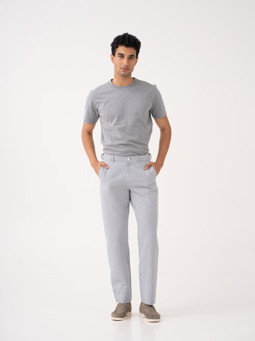 Tailored navy blue trousers by Pant Project, showcasing the sleek design and comfortable fit.