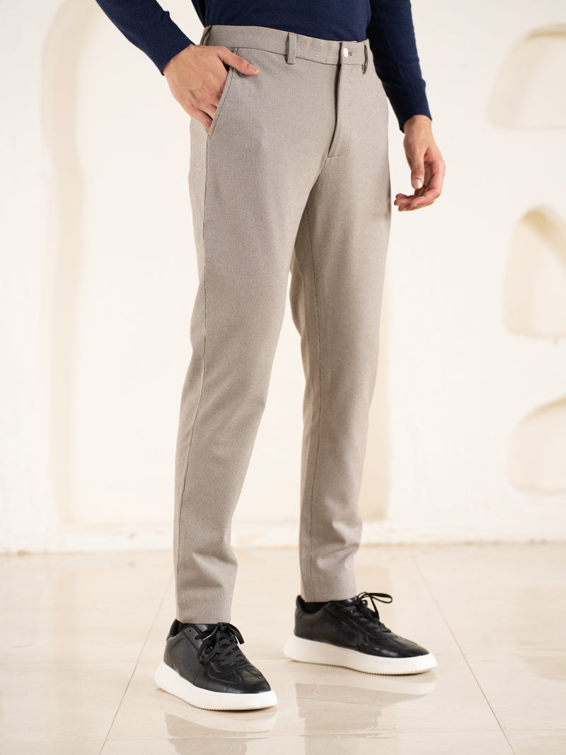 Reverb Brown Houndstooth Slim Fit Power Stretch Pants