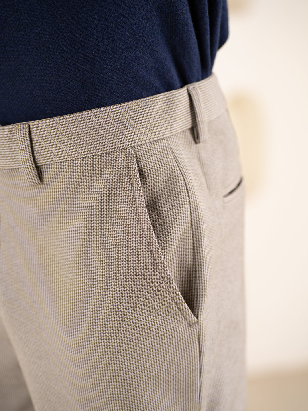 Reverb Brown Houndstooth Slim Fit Power Stretch Pants