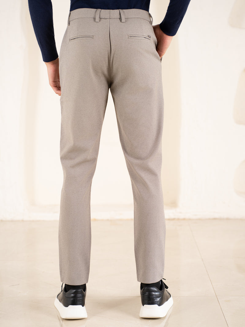 Reverb Brown Houndstooth Slim Fit Power Stretch Pants