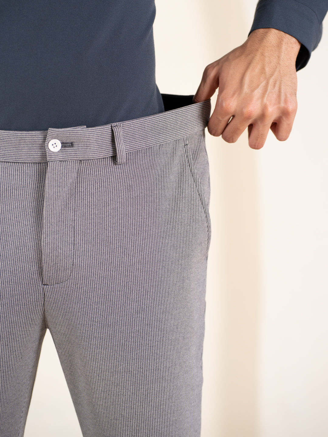 Theory Black Houndstooth Slim Fit Power Stretch Pants