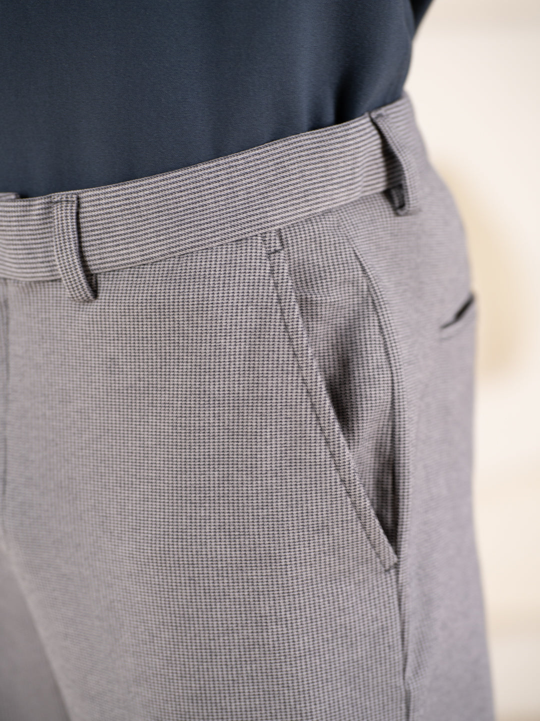 Theory Black Houndstooth Slim Fit Power Stretch Pants