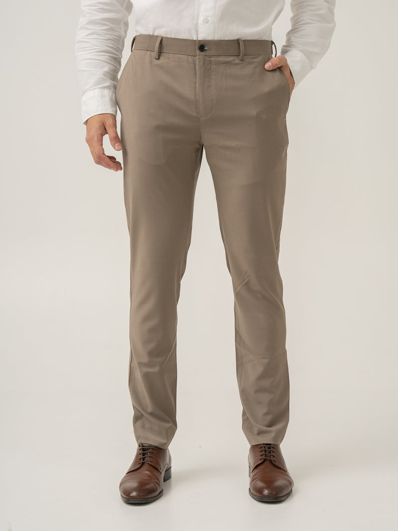 Front view of oslo olive luxury merino wool pant at Pant Project