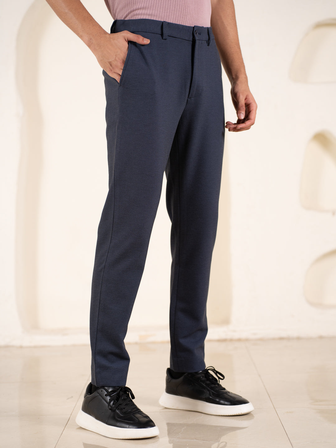 Render Blue Textured Slim Fit Power Stretch Pants