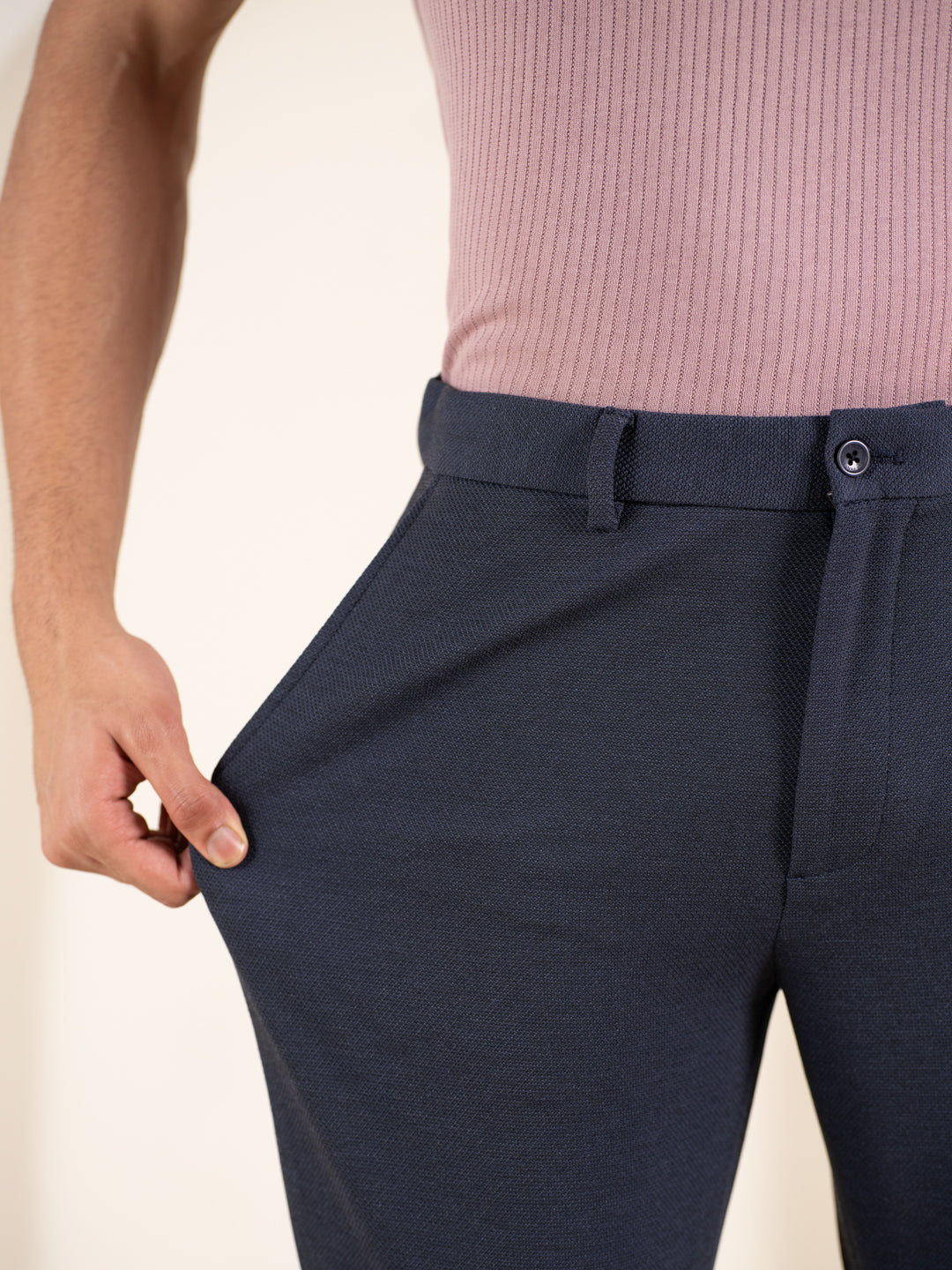 Render Blue Textured Slim Fit Power Stretch Pants