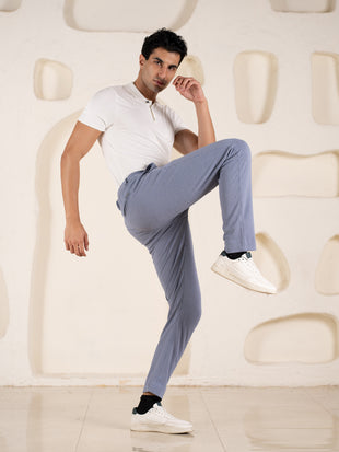 Bassline Blue Houndstooth Slim Fit Power Stretch Pants