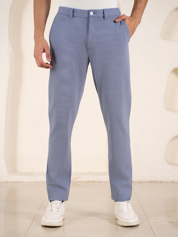 Bassline Blue Houndstooth Slim Fit Power Stretch Pants