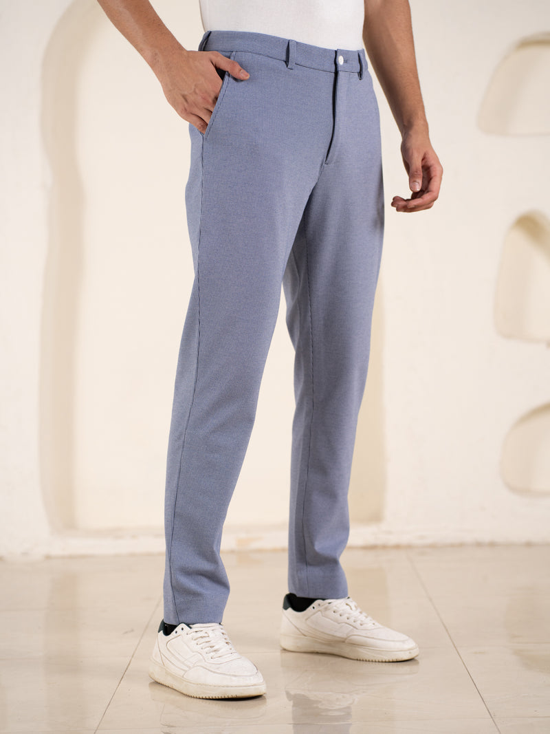 Bassline Blue Houndstooth Slim Fit Power Stretch Pants