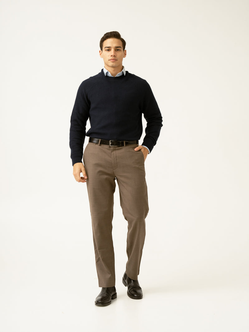 Autumn Brown Checks Merino Wool Pants