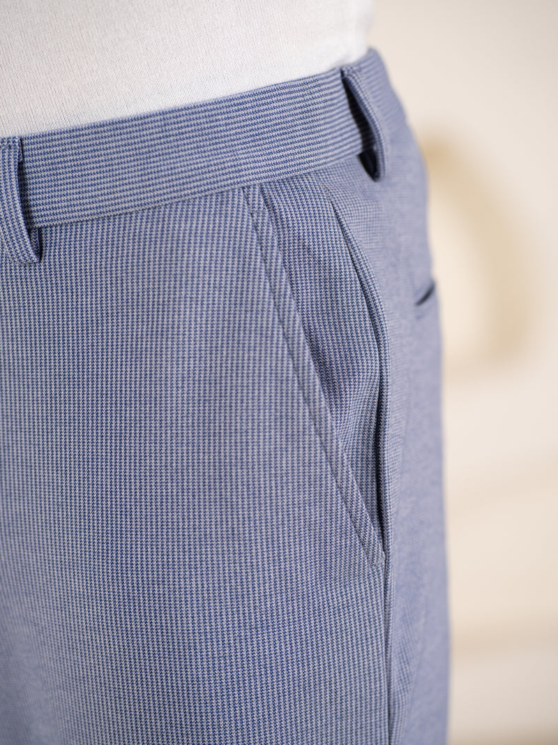 Bassline Blue Houndstooth Slim Fit Power Stretch Pants