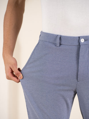 Bassline Blue Houndstooth Slim Fit Power Stretch Pants