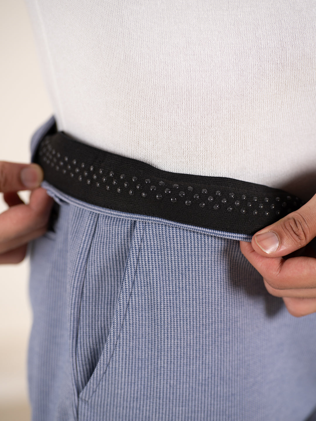 Bassline Blue Houndstooth Slim Fit Power Stretch Pants