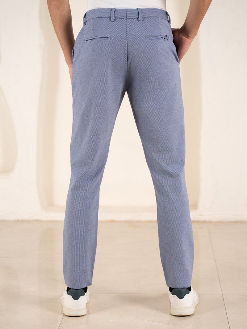 Bassline Blue Houndstooth Slim Fit Power Stretch Pants