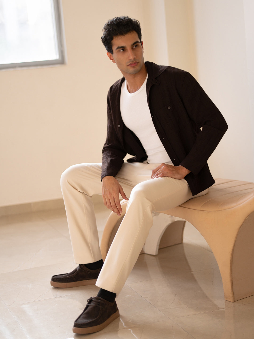 Malai Cream Soft-touch Slim Fit Power Stretch Pants