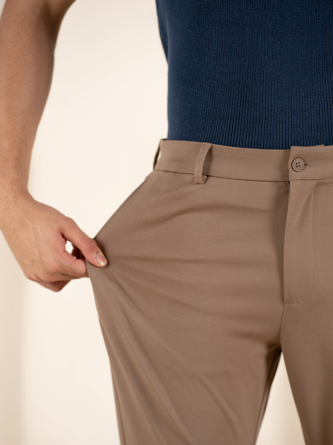 Malai Khaki Soft-touch Slim Fit Power Stretch Pants