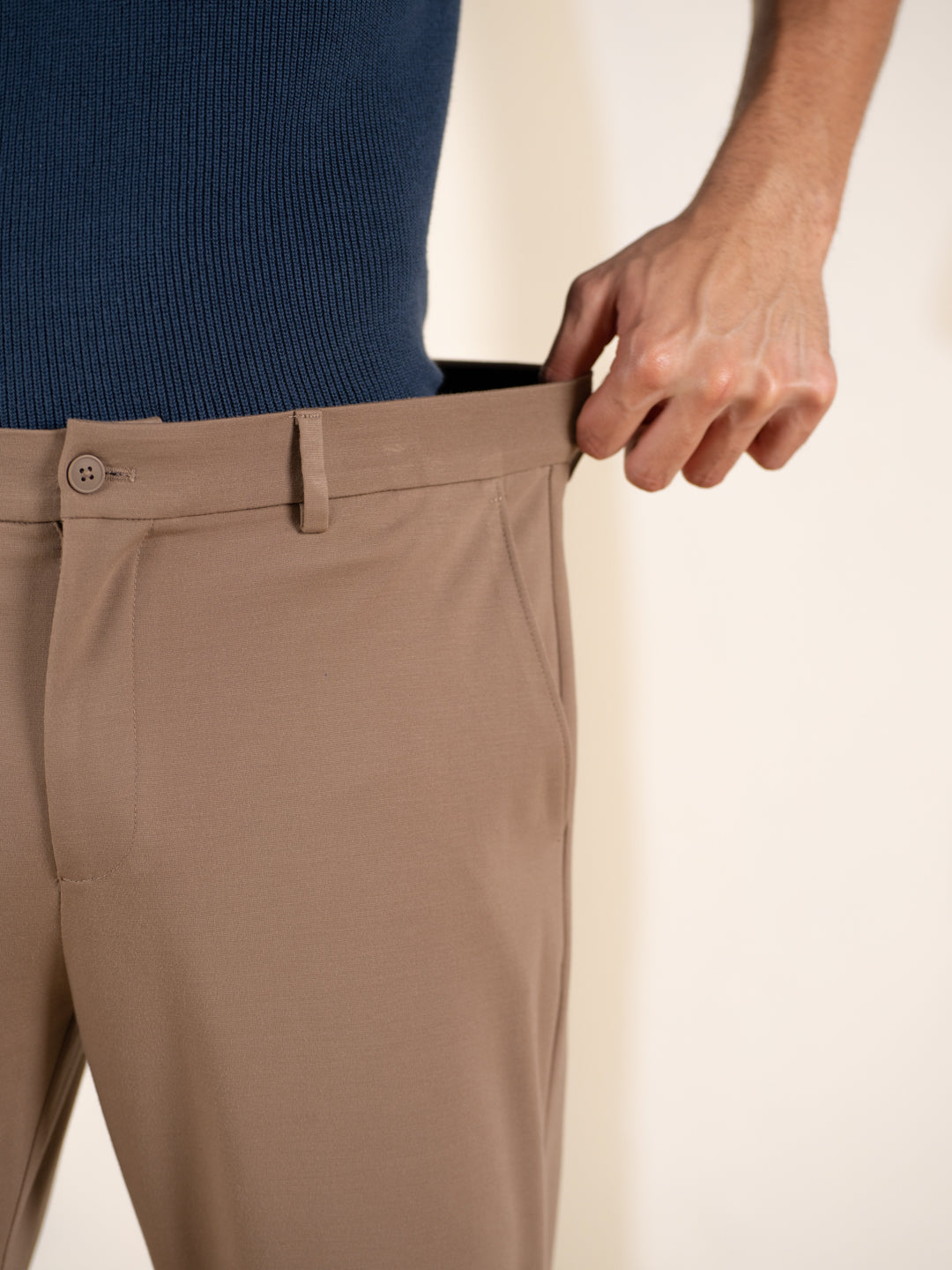 Malai Khaki Soft-touch Slim Fit Power Stretch Pants