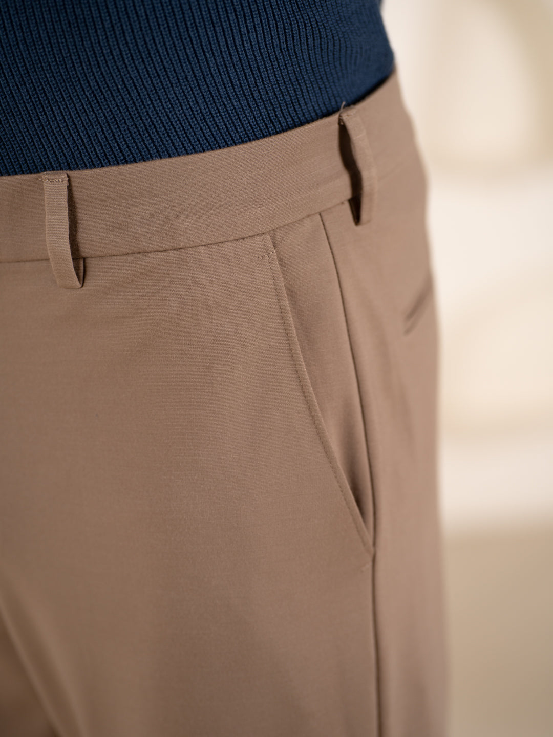 Malai Khaki Soft-touch Slim Fit Power Stretch Pants