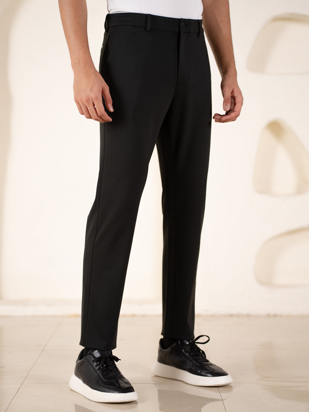 Malai Black Soft-touch Slim Fit Power Stretch Pants