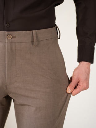 Sahara Brown Checks Relaxed Fit Stretch Formal Pants