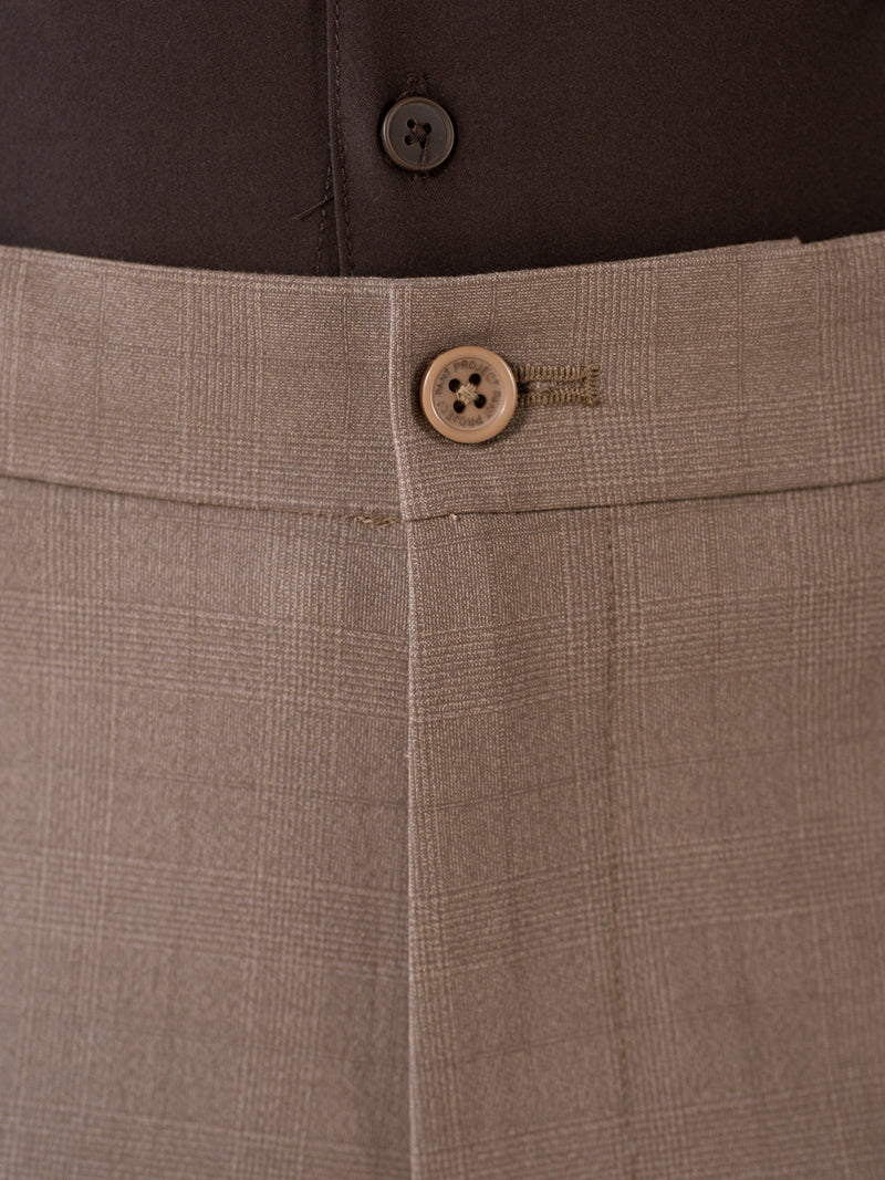 Sahara Brown Checks Relaxed Fit Stretch Formal Pants