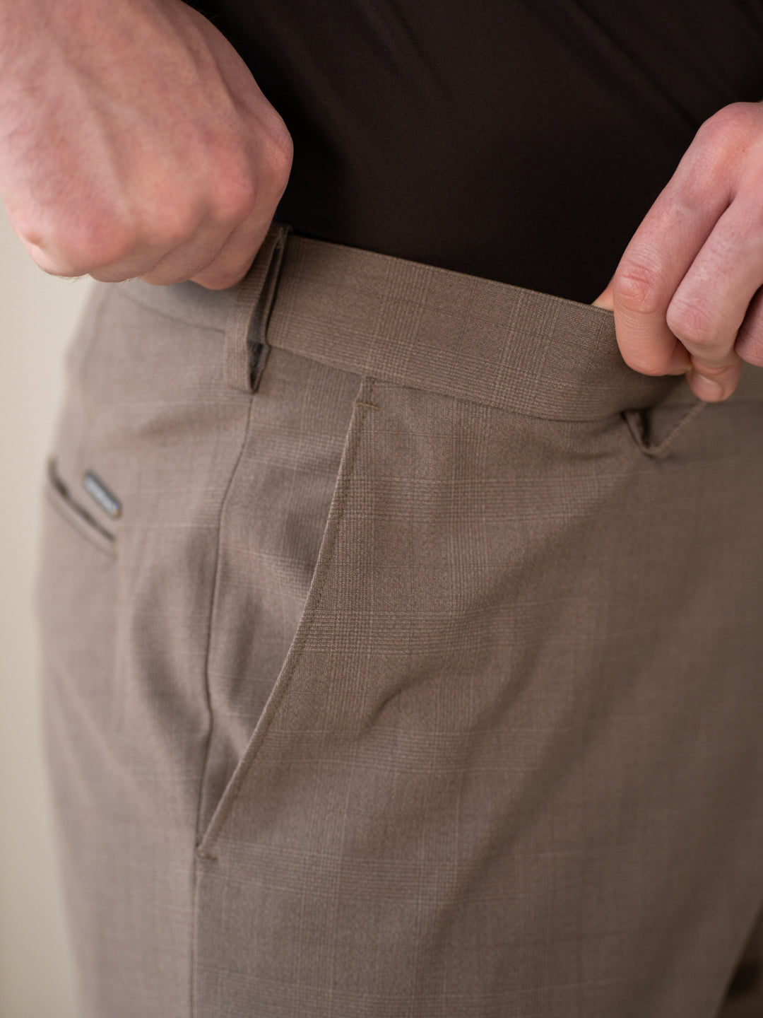 Sahara Brown Checks Relaxed Fit Stretch Formal Pants