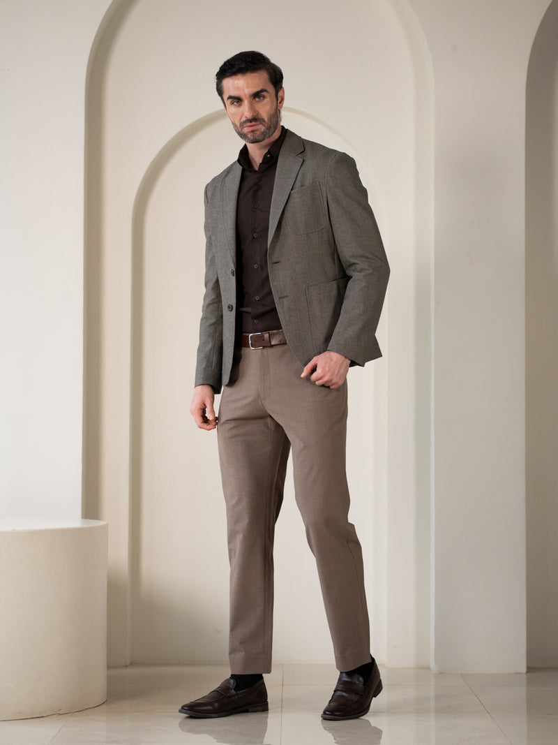 Sahara Brown Checks Relaxed Fit Stretch Formal Pants