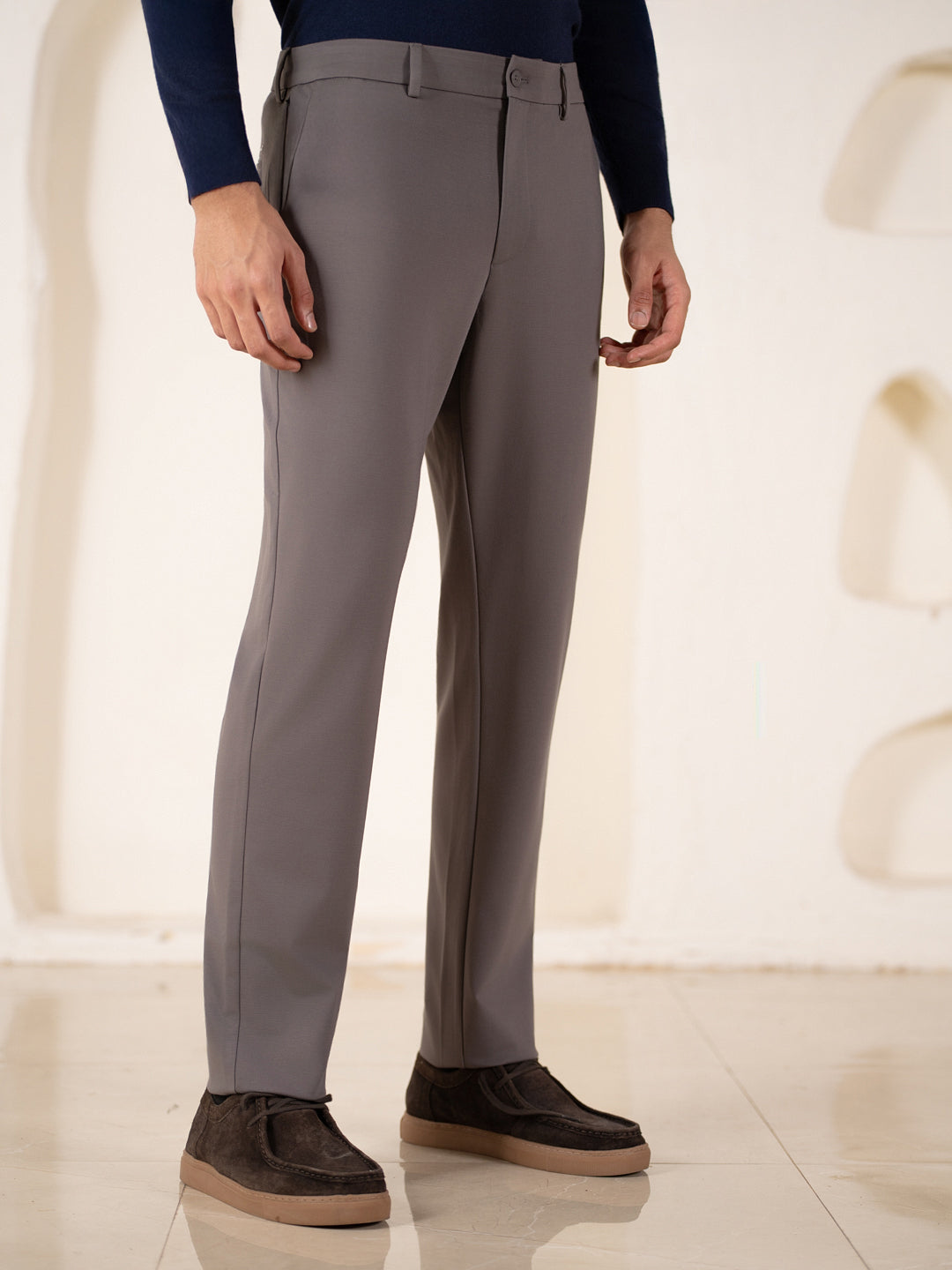Malai Dark Grey Soft-touch Slim Fit Power Stretch Pants