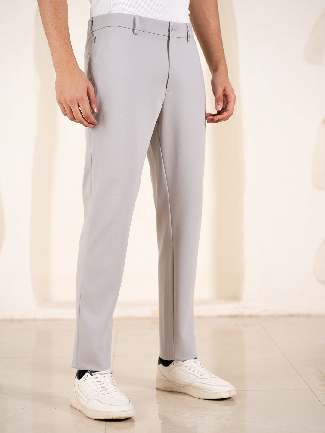 Malai Light Grey Soft-touch Slim Fit Power Stretch Pants