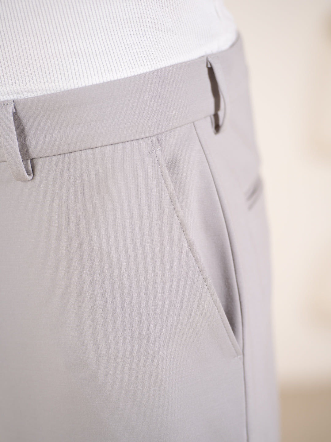 Malai Light Grey Soft-touch Slim Fit Power Stretch Pants